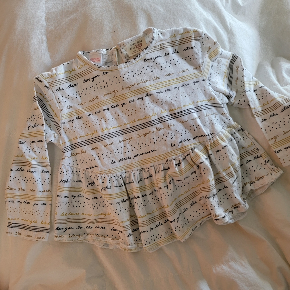 Zara Kids White and Gold Long Sleeve Shirt